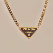 Load image into Gallery viewer, Authentic repurposed Prada 16” logo necklace - mocha