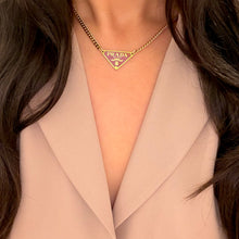 Load image into Gallery viewer, Authentic repurposed Prada 16” logo necklace - pink sunset