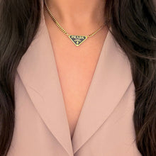 Load image into Gallery viewer, Authentic repurposed Prada 16” logo necklace - dark purple