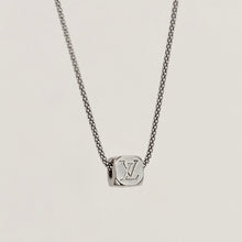 Load image into Gallery viewer, Authentic repurposed Louis Vuitton logo necklace - reversible 3 ways - silver