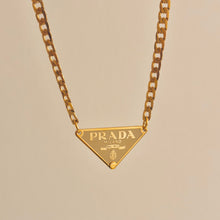 Load image into Gallery viewer, Authentic repurposed Prada 16” logo necklace - light cream