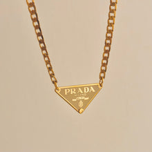 Load image into Gallery viewer, Authentic repurposed Prada 16” logo necklace - light cream
