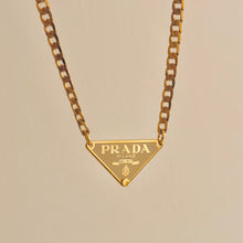Load image into Gallery viewer, Authentic repurposed Prada 16” logo necklace - light cream