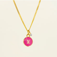 Load image into Gallery viewer, Authentic repurposed Louis Vuitton monogram necklace with crystal charm