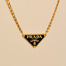 Load image into Gallery viewer, Authentic repurposed Prada 16” logo necklace - classic black PRE ORDER