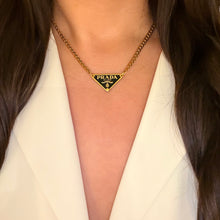 Load image into Gallery viewer, Authentic repurposed Prada 16” logo necklace - classic black PRE ORDER