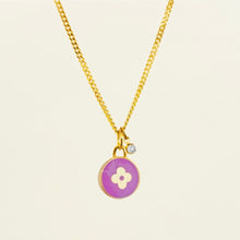 Load image into Gallery viewer, Authentic repurposed Louis Vuitton monogram necklace with crystal charm