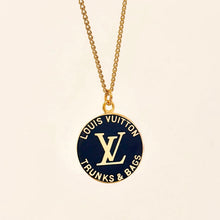 Load image into Gallery viewer, Authentic repurposed Louis Vuitton coin necklace - navy
