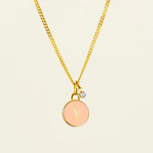 Load image into Gallery viewer, Authentic repurposed Louis Vuitton monogram necklace with crystal charm
