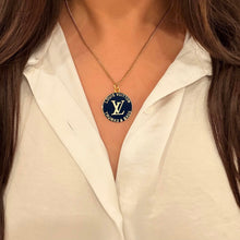 Load image into Gallery viewer, Authentic repurposed Louis Vuitton coin necklace - navy
