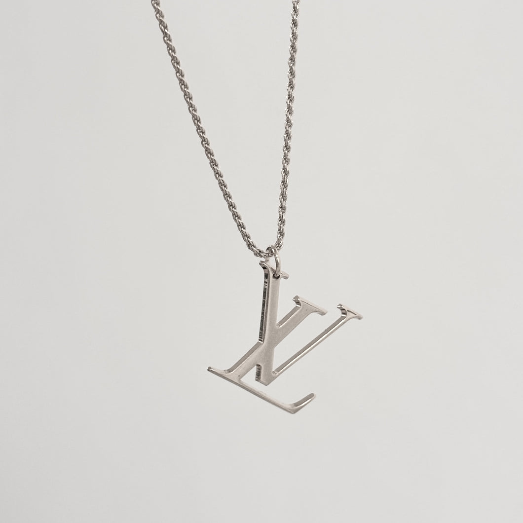 Authentic repurposed Louis Vuitton logo necklace