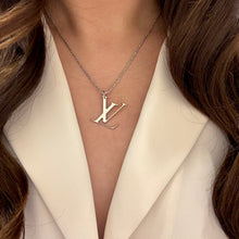 Load image into Gallery viewer, Authentic repurposed Louis Vuitton logo necklace
