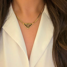 Load image into Gallery viewer, Authentic repurposed Prada 16” logo necklace - mocha

