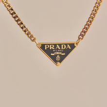 Load image into Gallery viewer, Authentic repurposed Prada 16” logo necklace - grey/brown
