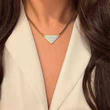 Load image into Gallery viewer, Authentic repurposed Prada 16” logo necklace - bright blue
