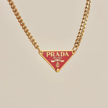 Load image into Gallery viewer, Authentic repurposed Prada 16” logo necklace - peach
