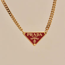 Load image into Gallery viewer, Authentic repurposed Prada 16” logo necklace - burnt orange
