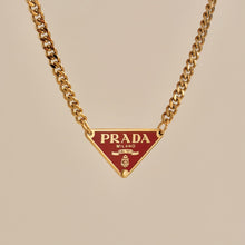 Load image into Gallery viewer, Authentic repurposed Prada 16” logo necklace - burnt orange
