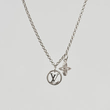 Load image into Gallery viewer, Authentic repurposed Louis Vuitton logo monogram necklace - silver
