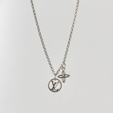 Load image into Gallery viewer, Authentic repurposed Louis Vuitton logo monogram necklace - silver
