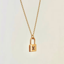 Load image into Gallery viewer, Authentic repurposed Louis Vuitton logo lock necklace - medium size
