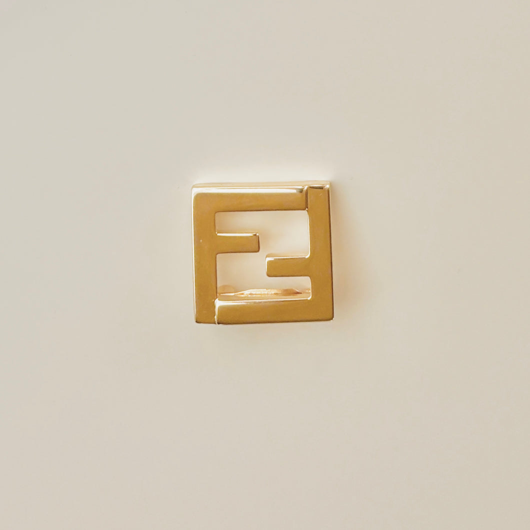 Authentic repurposed Fendi logo brooch