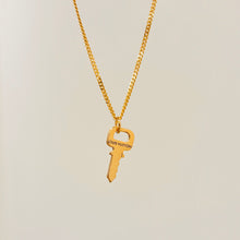 Load image into Gallery viewer, Authentic repurposed Louis Vuitton engraved key necklace
