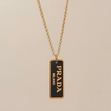 Load image into Gallery viewer, Authentic repurposed Prada necklace - glitter navy
