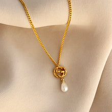 Load image into Gallery viewer, Authentic repurposed Gucci logo pearl necklace
