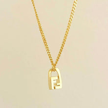 Load image into Gallery viewer, Authentic repurposed Fendi mini logo lock necklace

