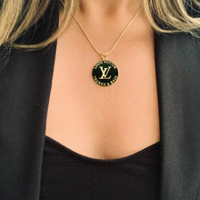 Load image into Gallery viewer, Authentic repurposed Louis Vuitton logo coin necklace - silver
