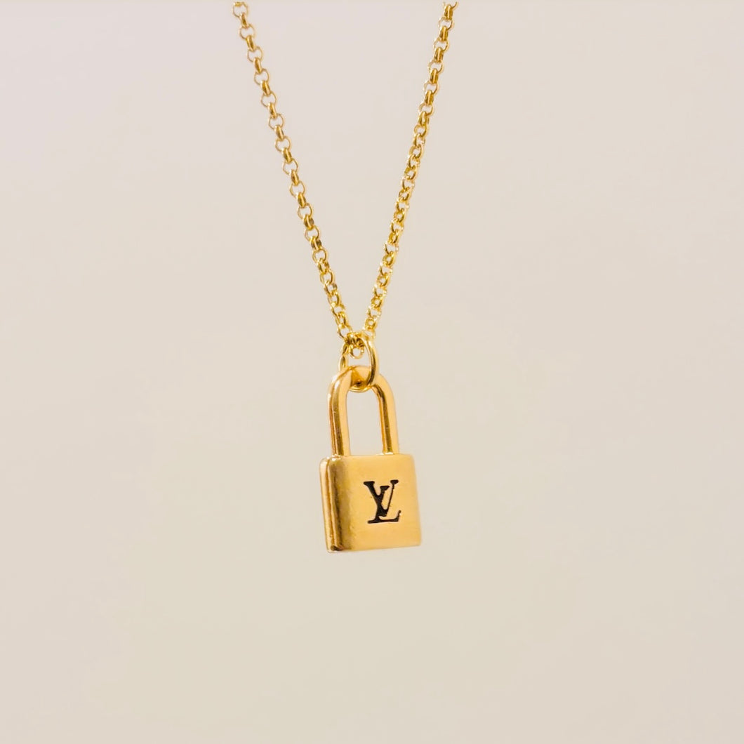 Authentic repurposed Louis Vuitton logo lock necklace - medium size