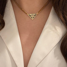 Load image into Gallery viewer, Authentic repurposed Prada 16” logo necklace - mocha
