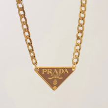Load image into Gallery viewer, Authentic repurposed Prada 16” logo necklace - mocha
