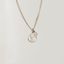 Load image into Gallery viewer, Authentic repurposed Louis Vuitton logo necklace - silver
