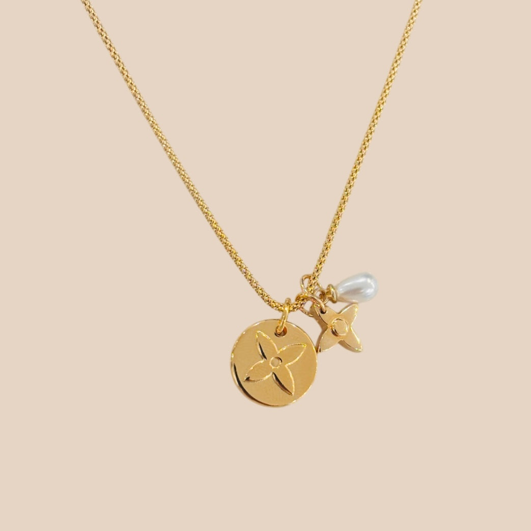 Authentic repurposed Louis Vuitton monogram charm necklace