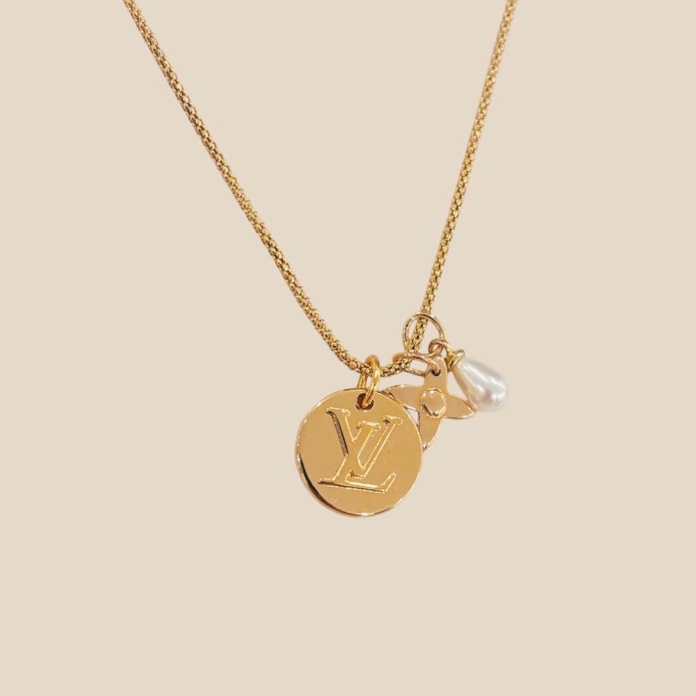 Authentic repurposed Louis Vuitton monogram charm necklace