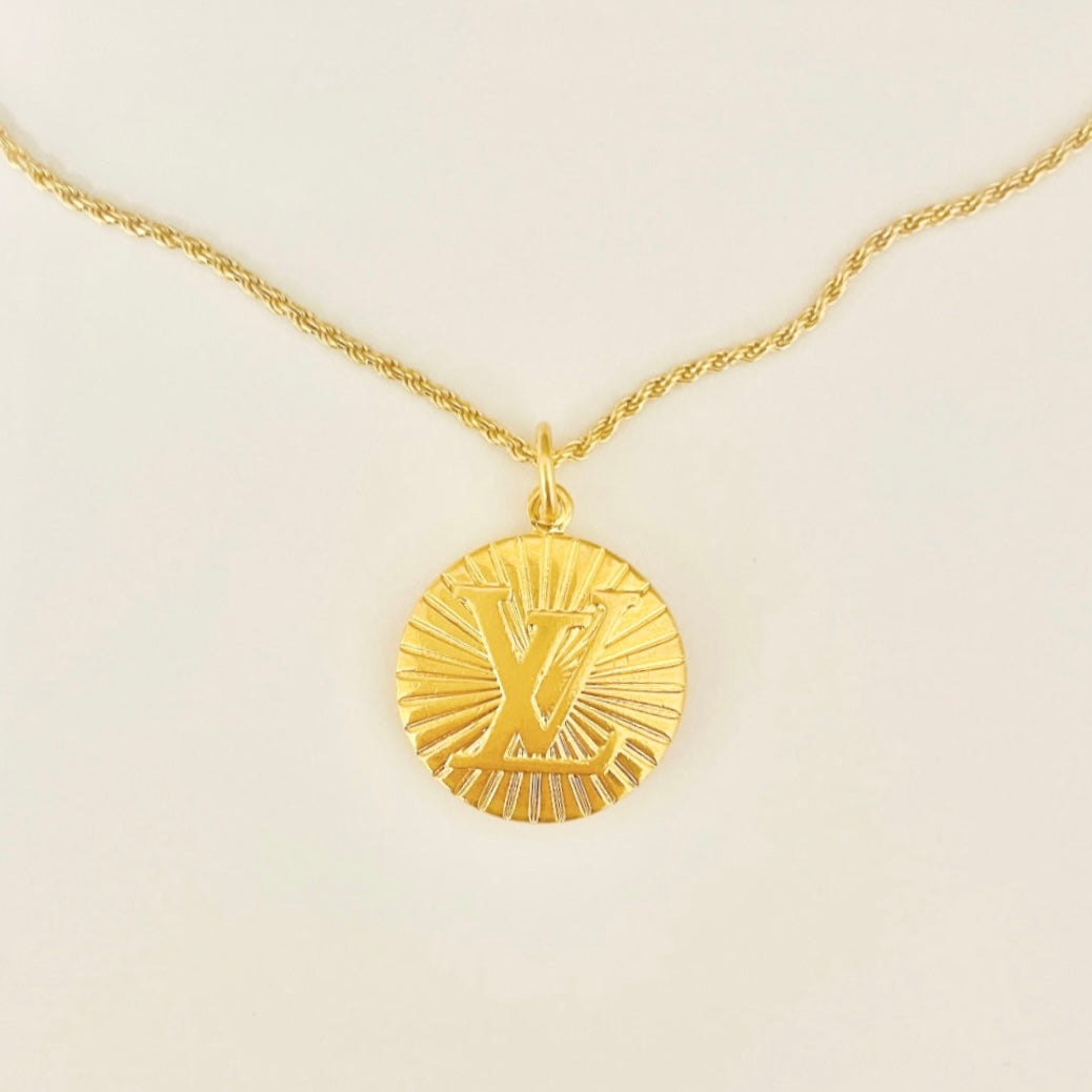 Authentic repurposed Louis Vuitton logo coin necklace