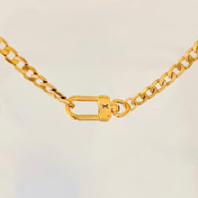 Load image into Gallery viewer, Authentic repurposed Louis Vuitton 16” logo necklace
