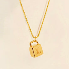 Load image into Gallery viewer, Authentic repurposed Louis Vuitton logo cube necklace
