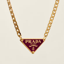 Load image into Gallery viewer, Authentic repurposed Prada 16” logo necklace - plum larger size
