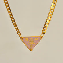 Load image into Gallery viewer, Authentic repurposed Prada 16” logo necklace - baby pink
