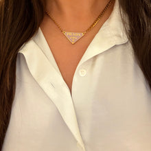 Load image into Gallery viewer, Authentic repurposed Prada 16” logo necklace - baby pink
