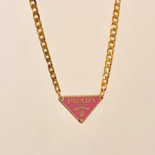 Load image into Gallery viewer, Authentic repurposed Prada logo necklace - pink
