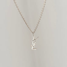 Load image into Gallery viewer, Authentic repurposed YSL necklace - small size silver
