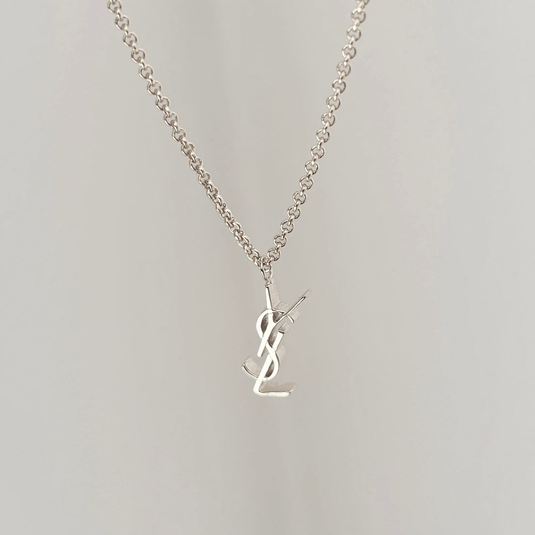 Authentic repurposed YSL necklace - small size silver