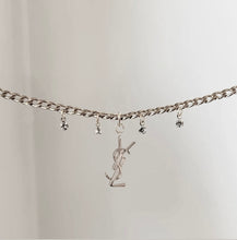Load image into Gallery viewer, Authentic repurposed YSL 16” logo necklace - medium size silver
