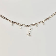Load image into Gallery viewer, Authentic repurposed YSL 16” logo necklace - medium size silver
