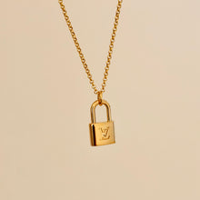 Load image into Gallery viewer, Authentic repurposed Louis Vuitton lock necklace
