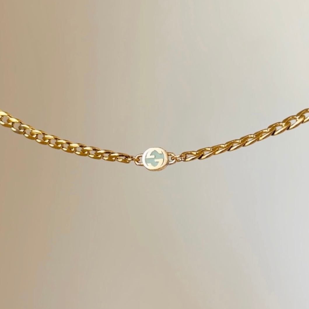 Authentic repurposed Gucci logo necklace - baby blue